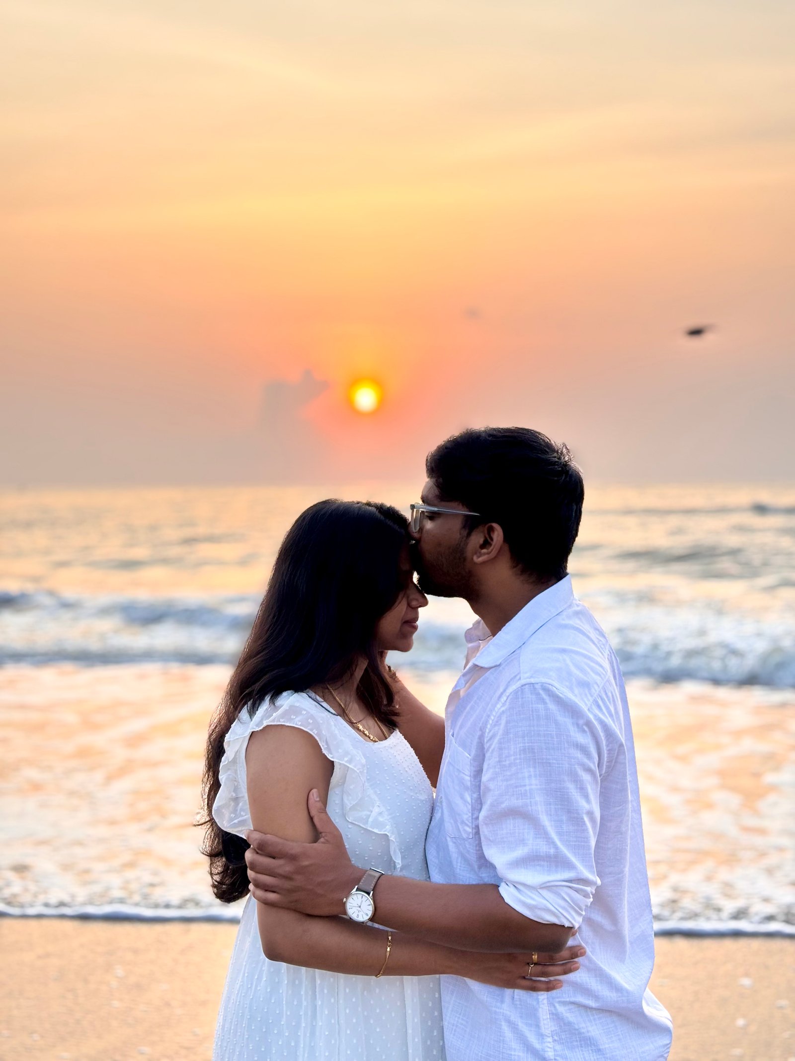 Nithiarasan and Ragavi in traditional South Indian attire